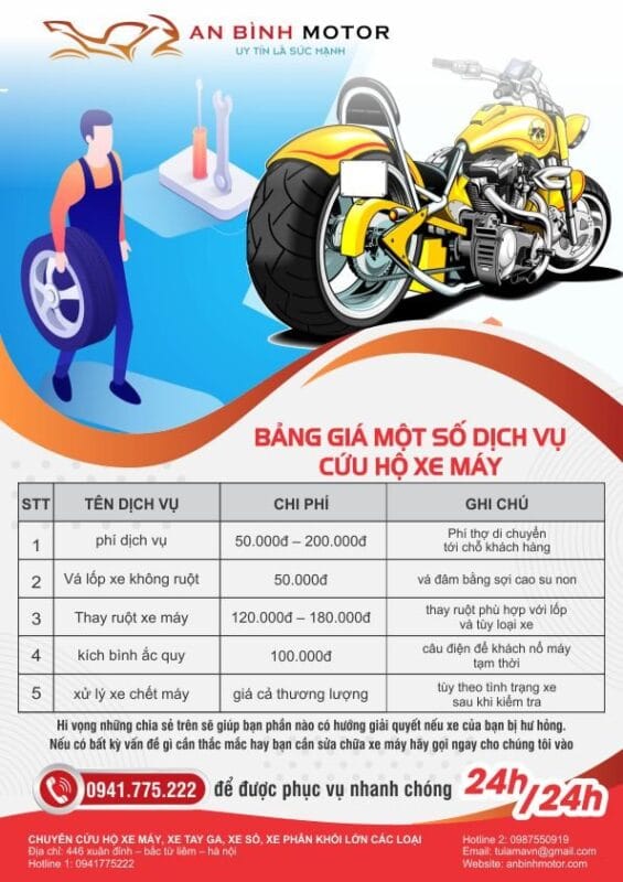 Cứu hộ xe máy giá rẻ Hà Nội – Chất lượng, không lo phát sinh Bao gia cuu ho xe may 1